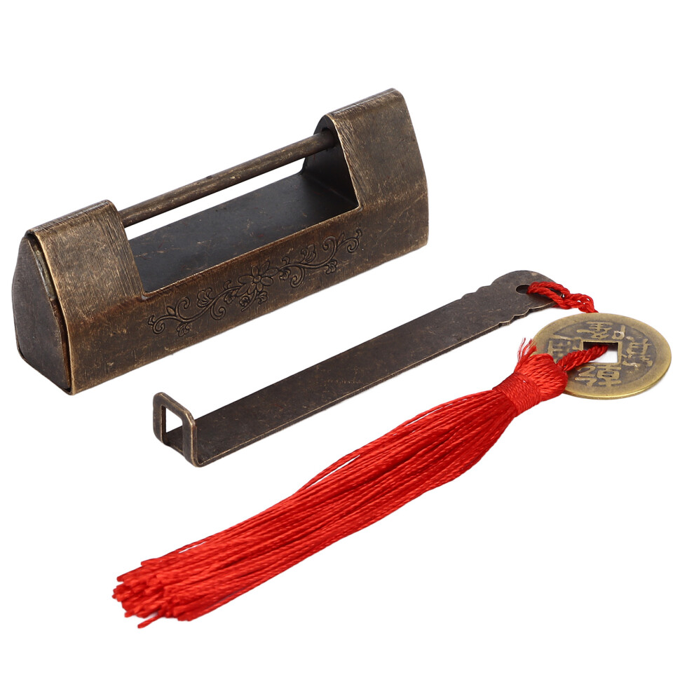Antique Chinese Padlock 1.7In Spacing Durable Fadeless Brass Vintage Widely Used Chinese Style Padlock For Box Cabinet 9301321503388