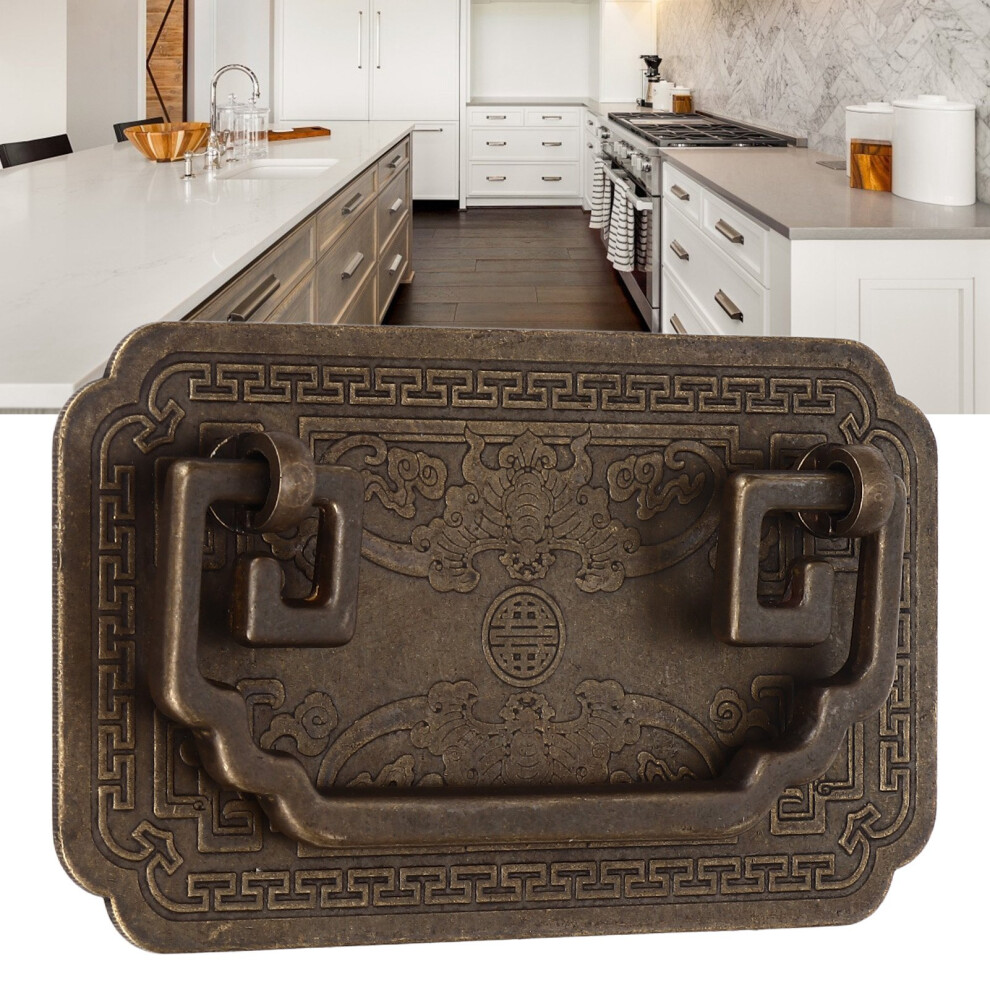 Antique Drawer Handle Tetragonal Bat Handle Antique Chinese Retro Style Drawer Pulls With 2 Screws For Cabinet Doors Bronze 8741321503413