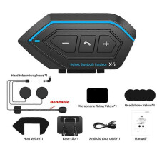 X6 Motorcykel Bluetooth 5.0 Headset Trådlösa Hjälmhörlurar Svara i telefon och njut av musik för