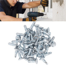 50 Pcs Cross Self Drilling Screw 4.8x16mm Carbon Steel Galvanized Rust Proof Drill Screws for Home Flat