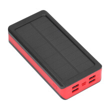 30000mAh Solar-Powerbank mit 4 USB-Ports, 4 Lichtmodi, Rot