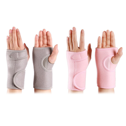 2 piezas Muñequera con placa de acero, gris y rosado 2