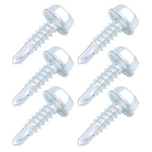 250Pcs Self Drilling Screw Zinc Plated Carbon Steel Fasteners for Sheet Metal Wood Work M4.8x19 Hex Head