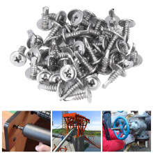 200Pcs Self Drilling Screw Round Washer Head Screws 304 Stainless Steel for Wood Work M4.8x16