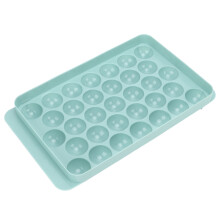 Bandeja para hielo redonda de 33 cavidades con tapa de PP azul