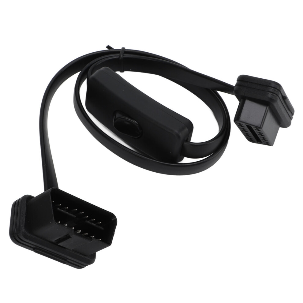 Male 16 Pin Diagnostic Flat Cord Adapter Connector Female 8 Core Obd2 Extension Cable With Switch Black 9391321511216