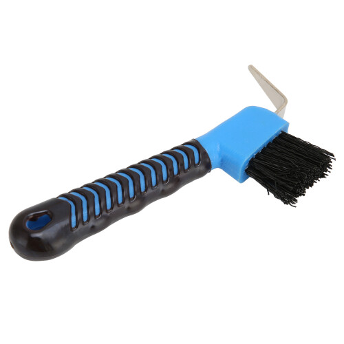 2 piezas de cepillo para cascos de caballo - 17 cm, mango de goma azul 2