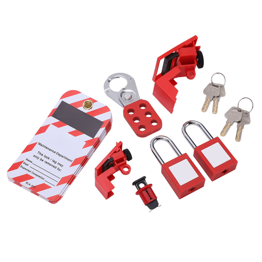 Group Lockout Tagout Kit With Clamp On Circuit Breaker Lock Hasps Tags Safety Padlock Storage Bag For Electric Equipment 3531321512844