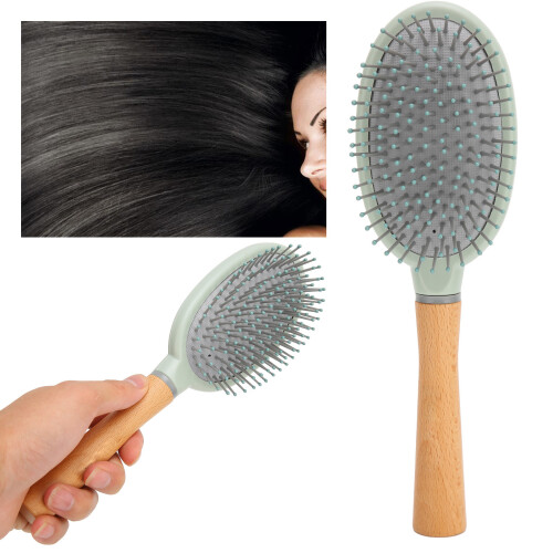 Cepillo pala para el cabello, mango de madera 24x8 cm