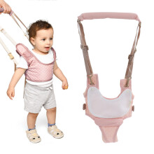 Baby Walking Harnesses Lightweight Adjustable Detachable Crotch Pad Handheld Toddler Walk Assistant Belt for 8‑24M Sakura Pink