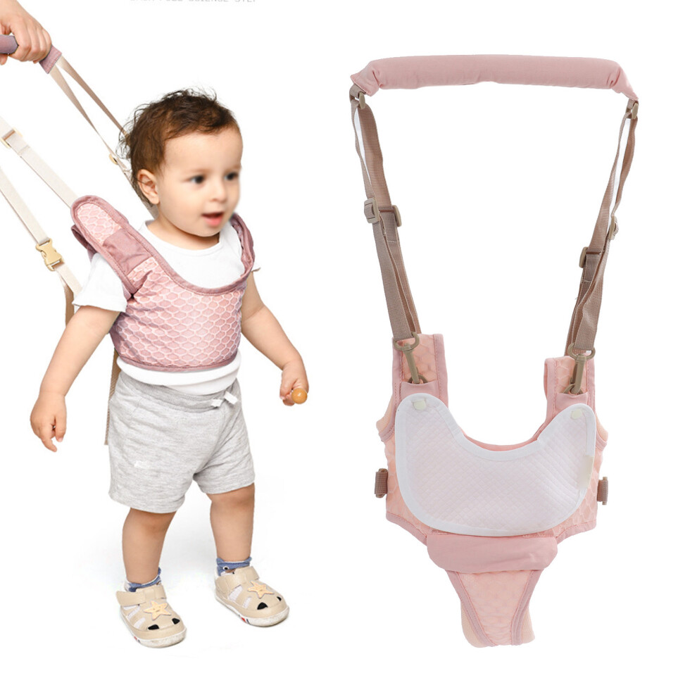 Baby Walking Harnesses Lightweight Adjustable Detachable Crotch Pad Handheld Toddler Walk Assistant Belt For 8‑24M Sakura Pink