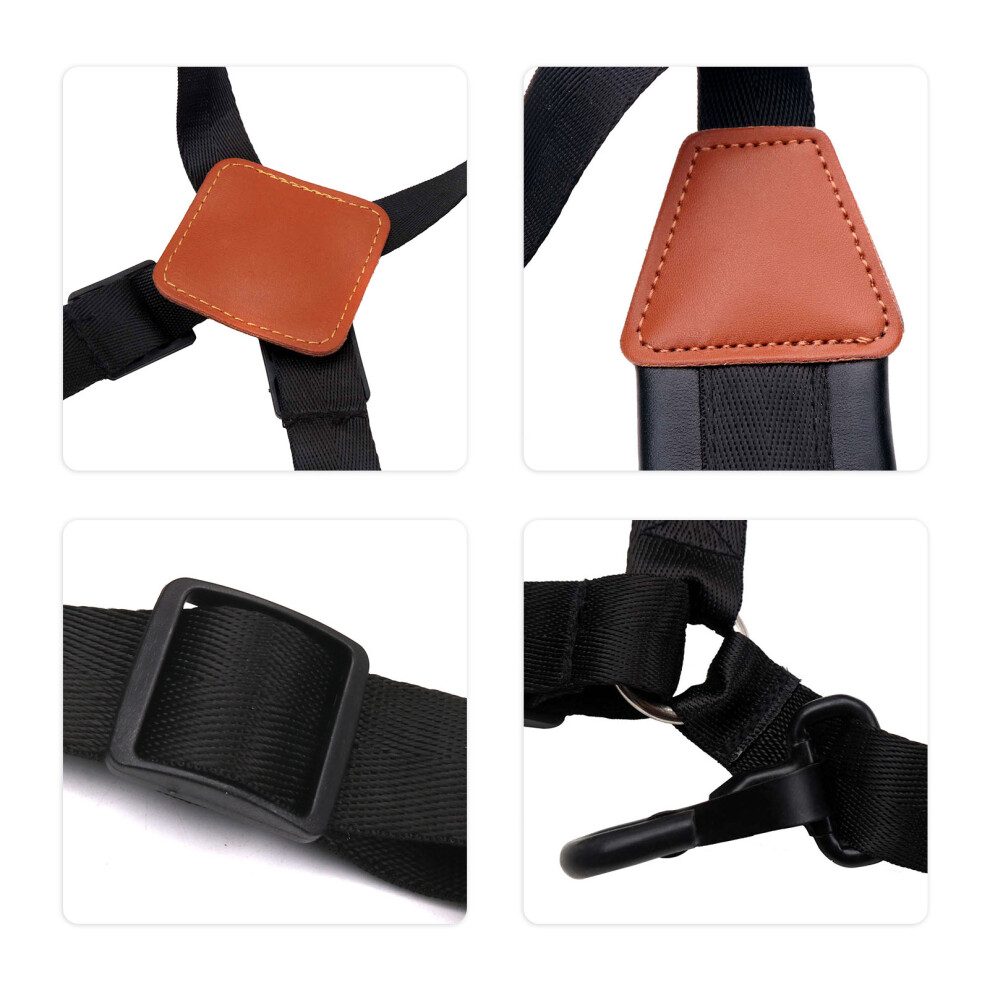 Saxophone Strap Sax Shoulder Strap Adjustable Padded Leather Strap for Soprano Alto Baritone Saxophone