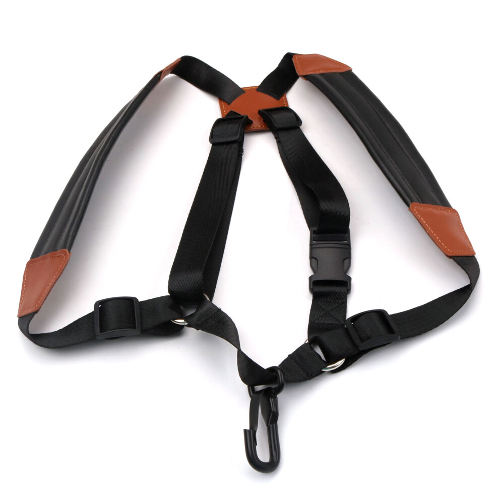 Saxophone Strap Sax Shoulder Strap Adjustable Padded Leather Strap for Soprano Alto Baritone Saxophone