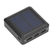 Power Bank solare da 10000mAh, 3 porte USB, 8.3x8.3x3cm, nero