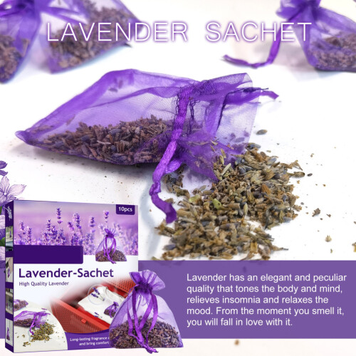 Pack de 10 saquitos de lavanda de 7,56,5 cm, morados 2