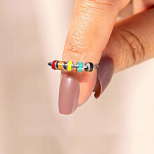Rotierender Emaille-Angst-Ring 316L Stahl Perlen offener Fingerreifen für Frauen Mädchen