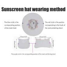 Sombrero de sol con faldón para la cara y el cuello, 22–24 pulgadas, ala de 4,7 pulgadas