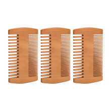 Kit de 3 piezas de peines para barba: madera de pera de doble cara, 9.5x5.5 cm