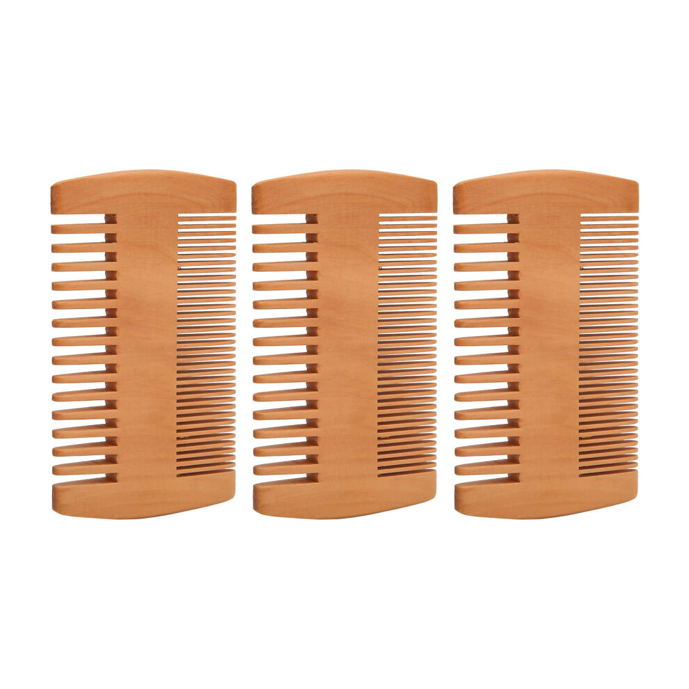 Unisex 3Pcs Beard Comb Kit Double Sided Fine Wide Teeth Prevent Static Wooden Mustache Grooming Comb