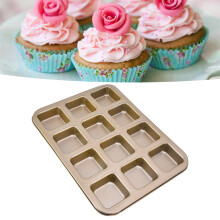 Molde mini para pan de 12 cavidades, dorado, 26,7 x 35,5 cm