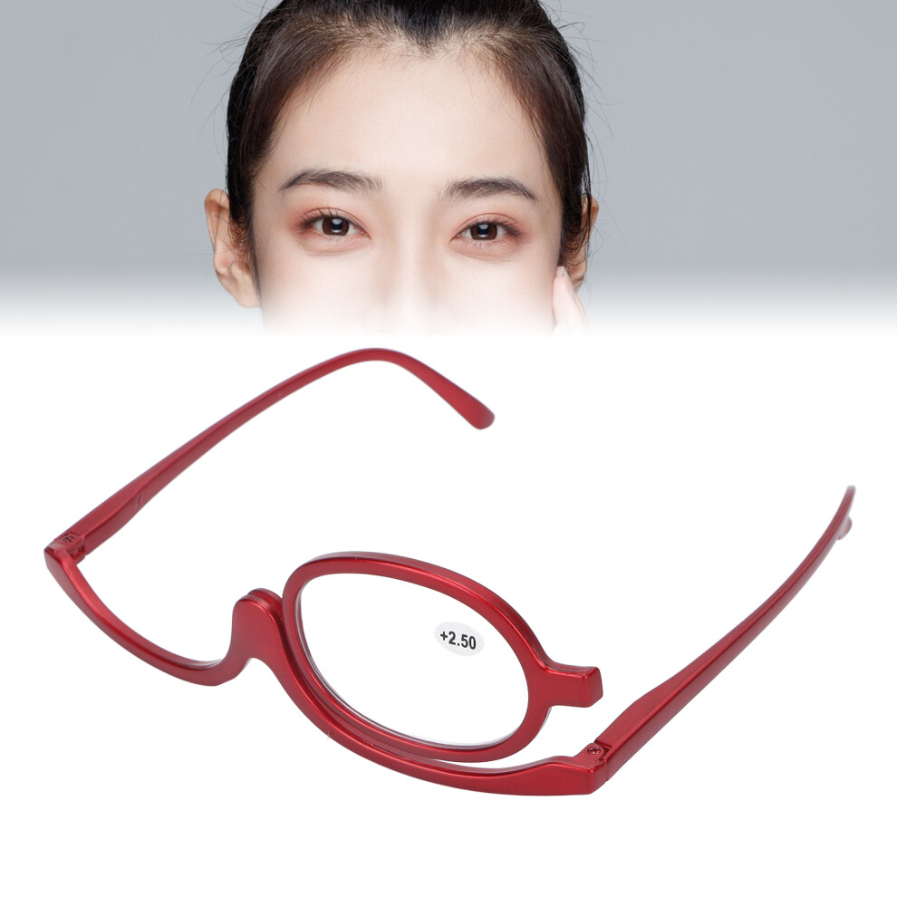 Red Magnifying Makeup Glasses Single Lens Rotatable Fashionable Eye Make Up Glasses For Women (+2.50 )