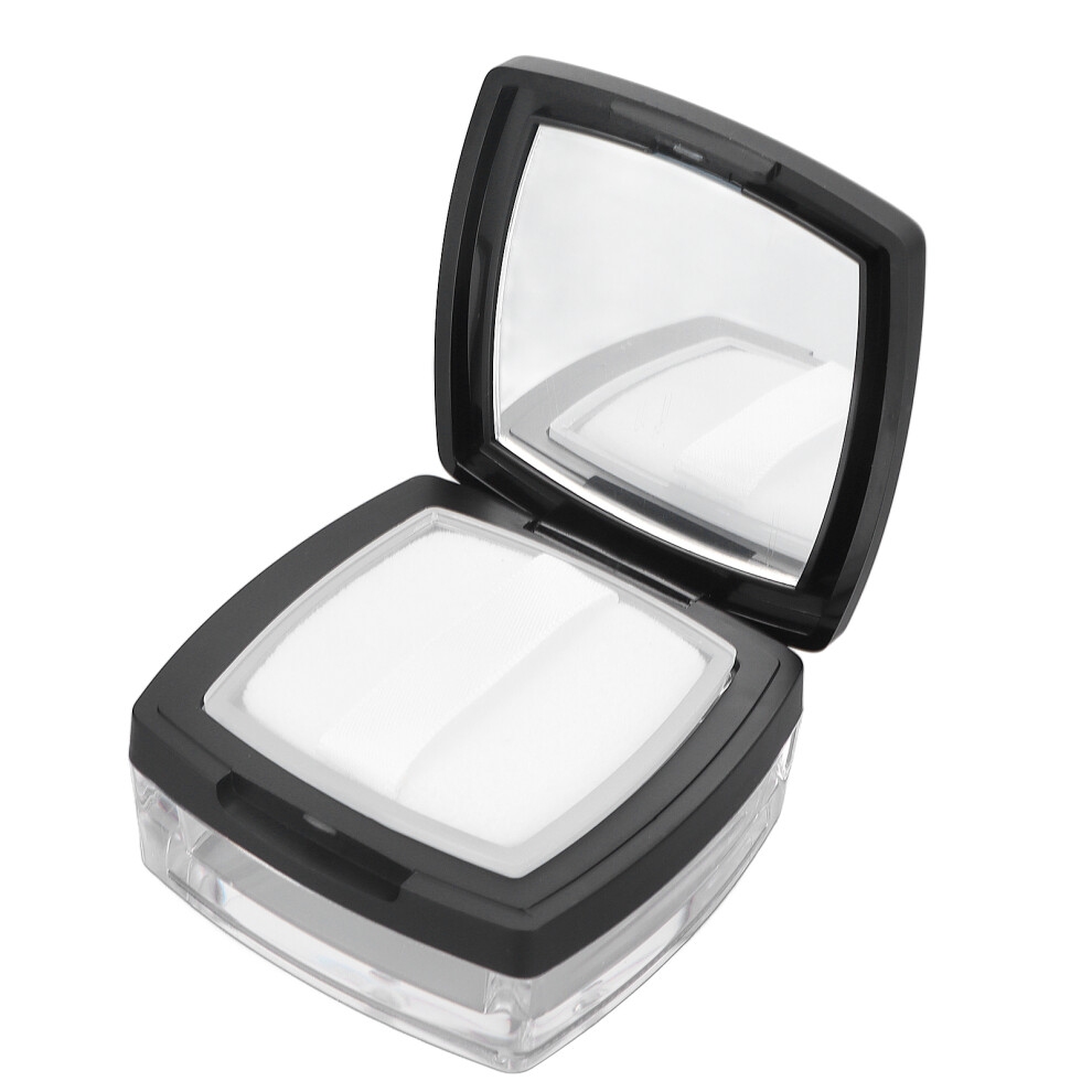 Black Empty Refillable Powder Case Powder Puff Mirror Spoon Separately Storage Box For Makeup Loose Powder