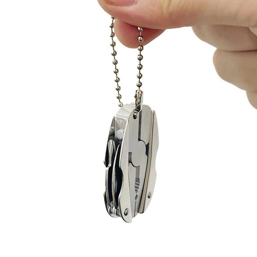 Compact Multi-tool Keychain Screwdriver, Stainless Steel Folding Pliers For Quick Repairs, Portable Mini Tool For Outdoor Use & Diy Projects