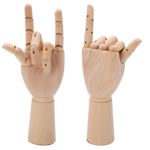 Modelo de mano de madera Schima superba, 30.0 cm, natural 2