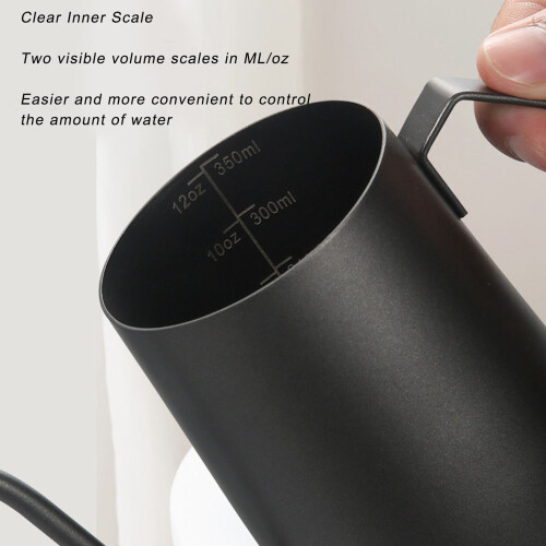 Tetera de cuello de ganso de 350 ml acero inoxidable negro 2