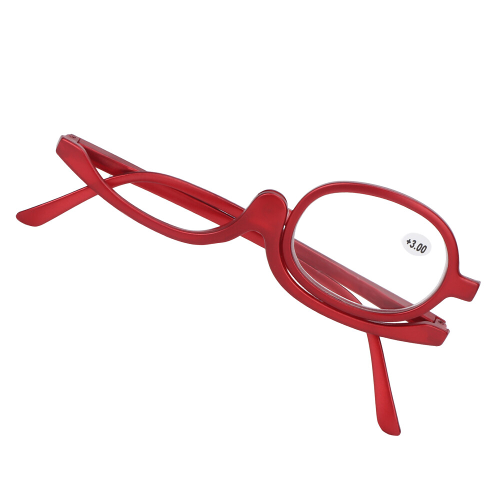Magnifying Makeup Glasses Single Lens Rotatable Fashionable Eye Make Up Glasses for Women Red(+3.00 )