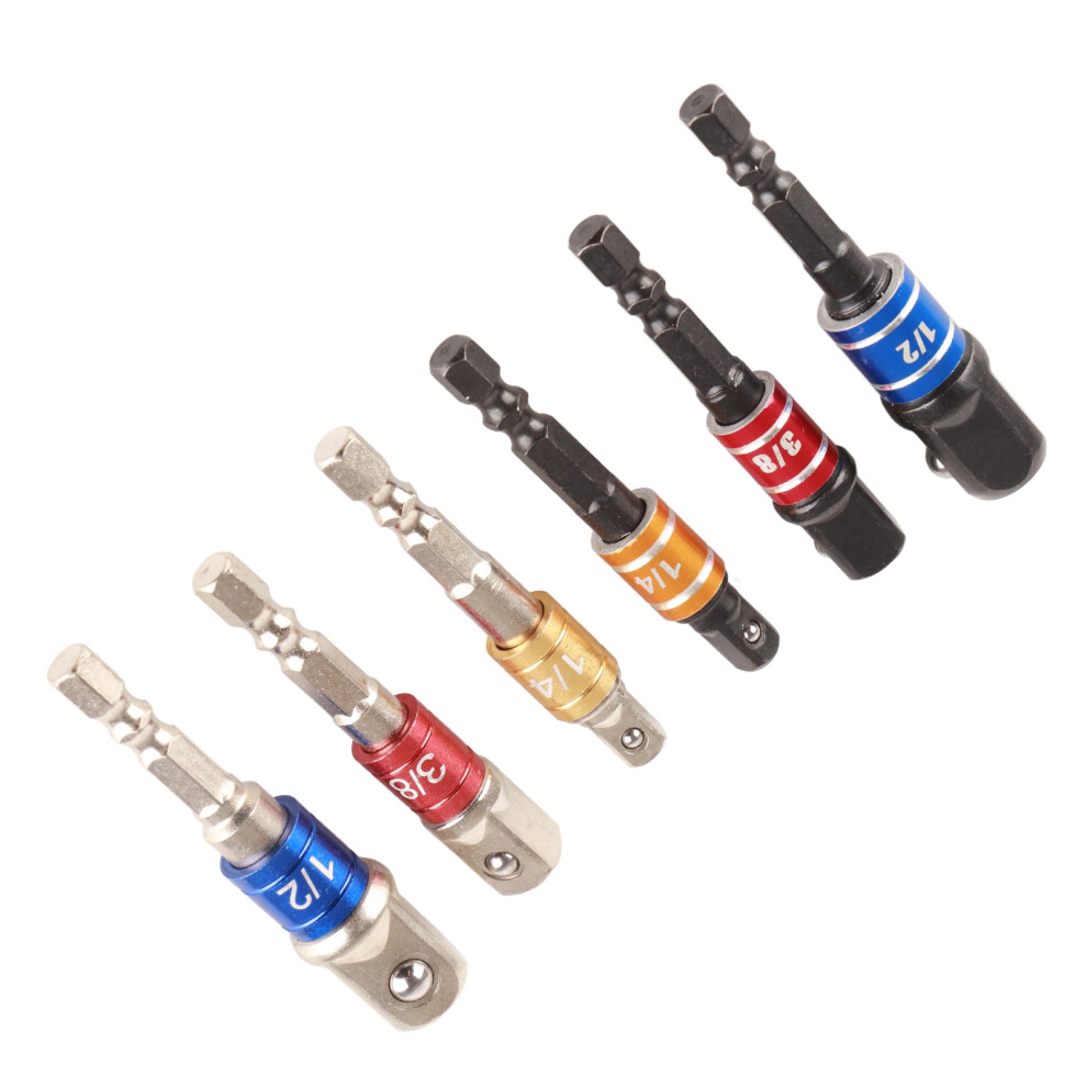 6Pcs Socket Adapter Set Hex Shank Bit Socket Wrench Adapter Extension Set Air Screwdriver Power Tool Accessories 3771321522621