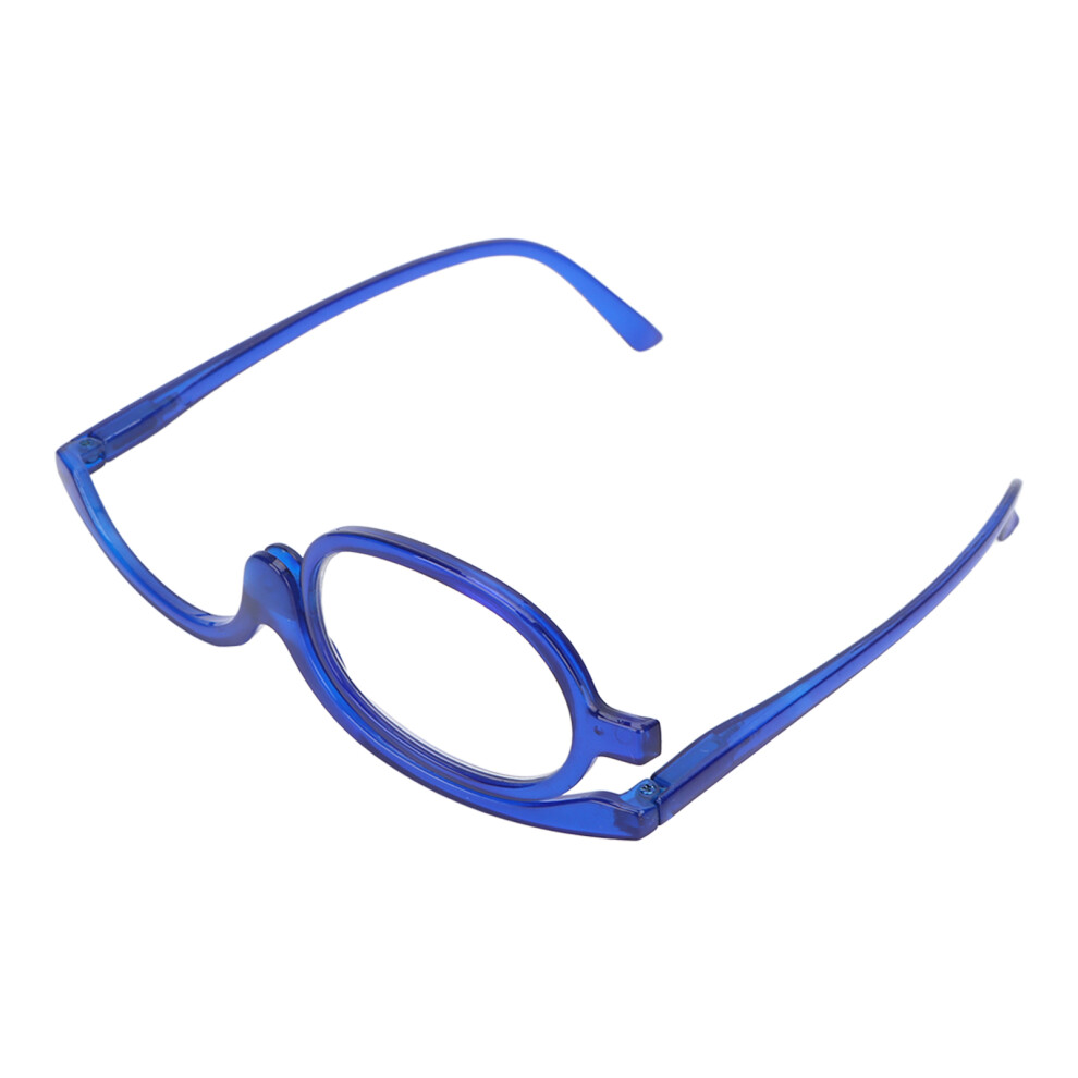 Magnifying Makeup Glasses Professional Portable Women Fashionable Flip Down Cosmetic Glasses Blue(+4.00 )
