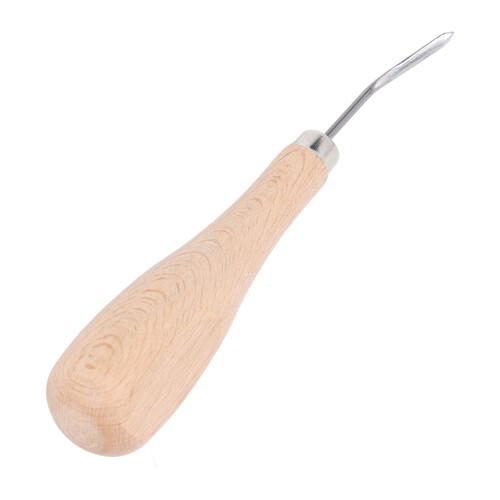 Gebogene Stichahle, Buche-Griff, Stahl, Leder 2