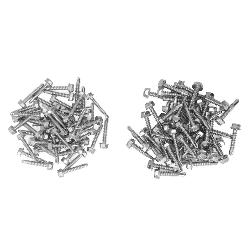 100Pcs Hex Washer Screws 304 Stainless Steel Self Tapping Screw Assortment 4.2X25mm 4.8X25mm 6931321528147