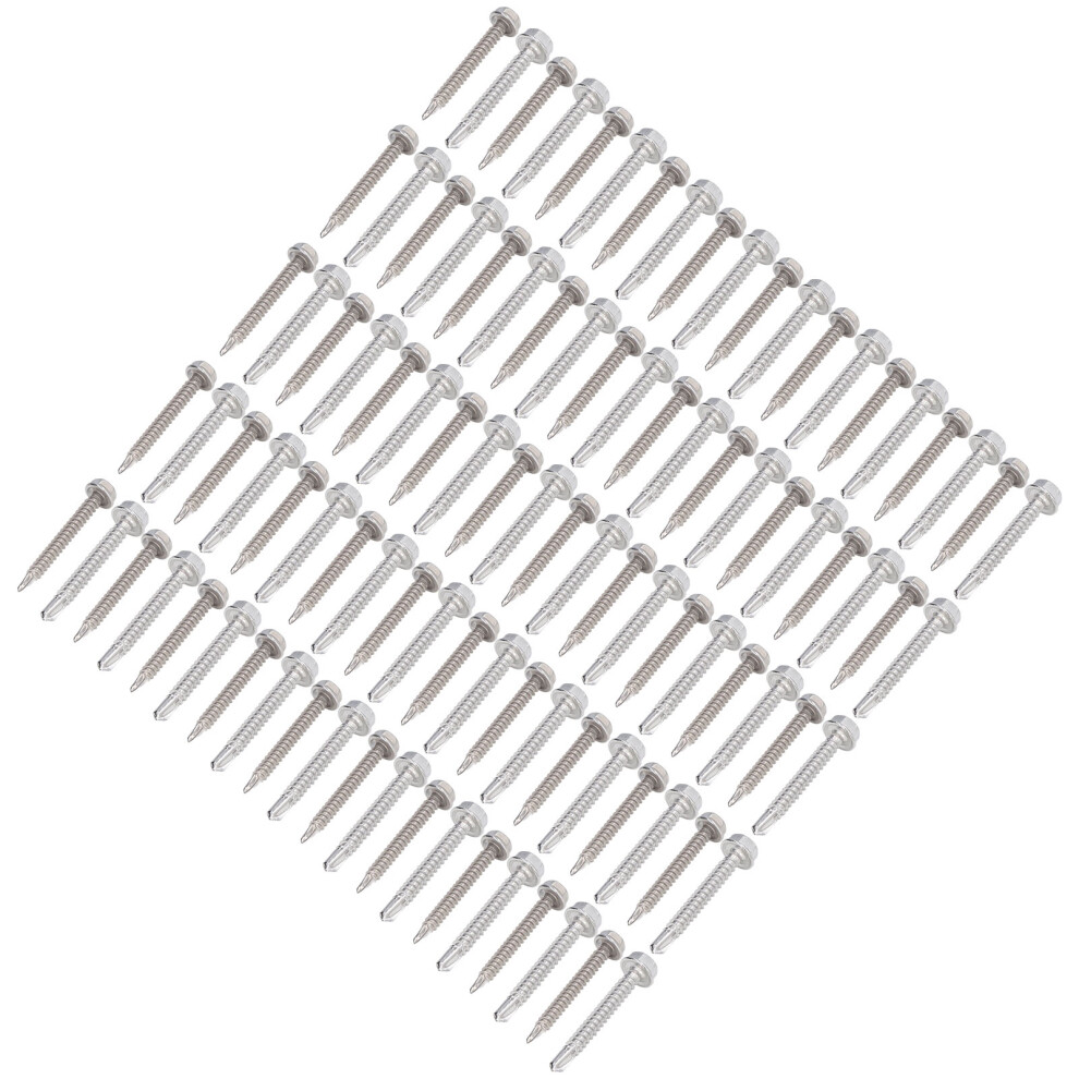 100Pcs Hex Washer Screw Assortment 304 Stainless Steel Self Drilling Screws 4.2X38mm 4.8X38mm 8741321528157