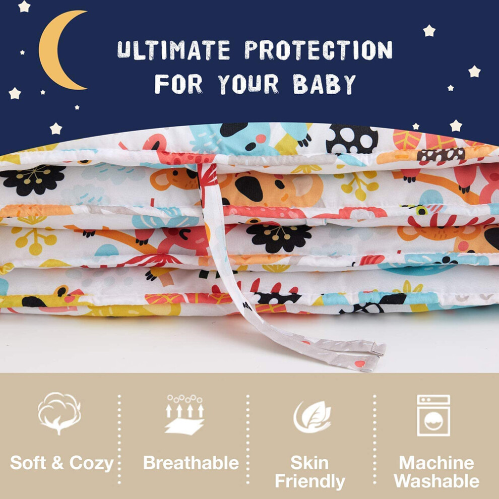 4 in 1 Crib Kids Protective Pad Sets Crib Cotton Liner Crib Bedding Set for Boys and Girls Safe Protector Liner for Crib 4 Sides