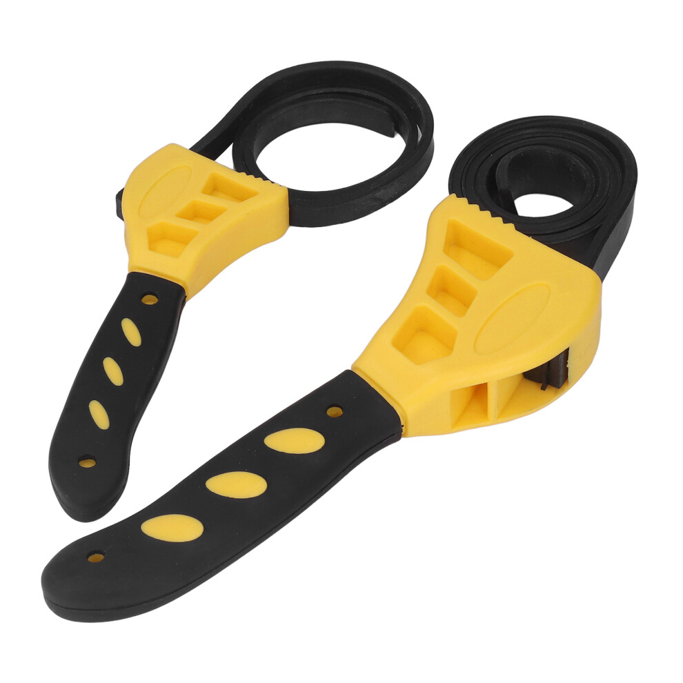 2 Pcs Belt Wrench Multi Purpose Adjustable Rubber Strap Wrench 6In 8In For Car Maintenance Yellow 4631321534880