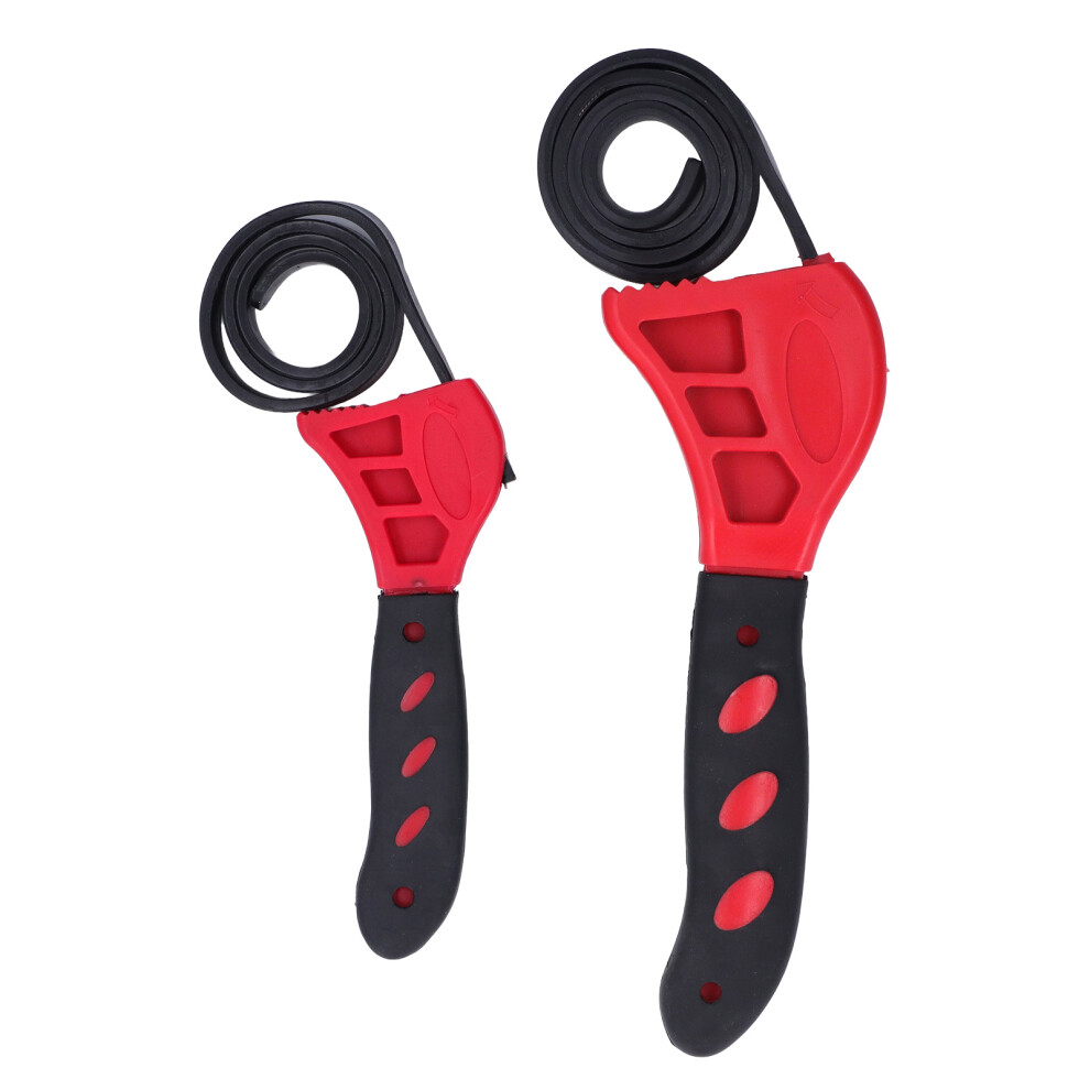 2 Pcs Belt Wrench Multi Purpose Adjustable Rubber Strap Wrench 6In 8In For Car Maintenance Red 7601321534835