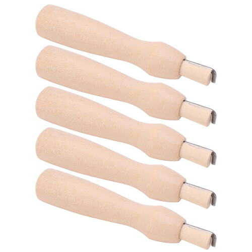 Kit de 5 agujas para fieltro, de madera, color madera