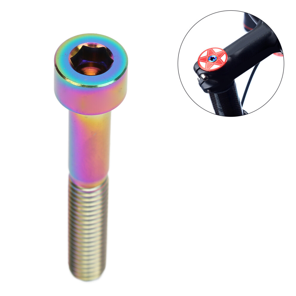 Risk Headset Stem Top Cap Fixing Bolt M6x40mm Column Head Bike Stem Bolt Screw Titanium Alloy For Bike Repair Dazzling 7901321538582