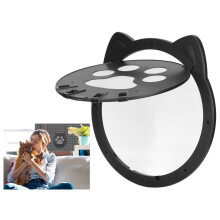Plastic Cat Door Controlled Access 4 Modes Prevent Collision Magnetic Indoor Cat Door for Pets Black