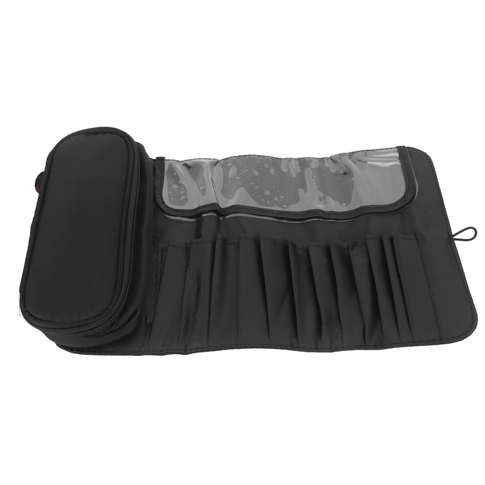 Black Makeup Storage Bag Folding Brushes Organize Dust Proof Large Capacity Cosmetic Travel Bag