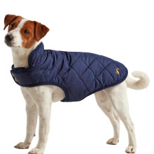 (S, Navy) Joules Quilted Dog Coat