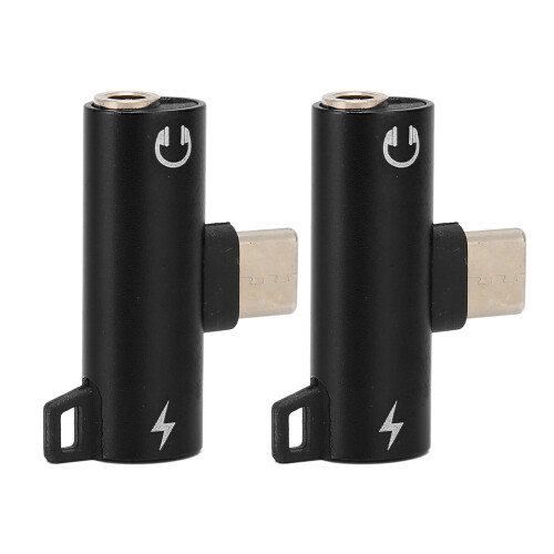 Adattatore USB-C a 3,5 mm per cuffie, 2-in-1 ricarica e audio, ABS resistente, nero 1