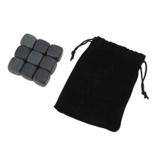 Conjunto de 9 Piedras de Basalto para Whisky con Bolsa de Almacenamiento