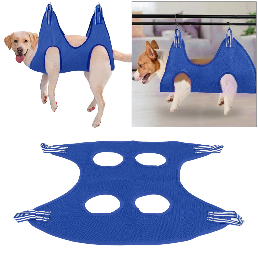 Blue Dog Grooming Hammock Set Breathable Safe Restraint Bag Pet Grooming Sling With Nail Clipper Comb For Puppy Cat 10 Piece Set M