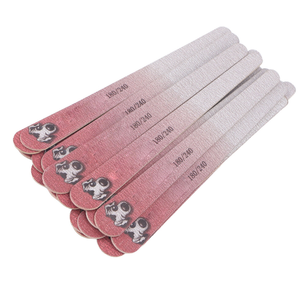 20pcs Nail Files Double Sided 180 / 240 Grit Washable Reusable Manicure Tools for Nail Salon Pink
