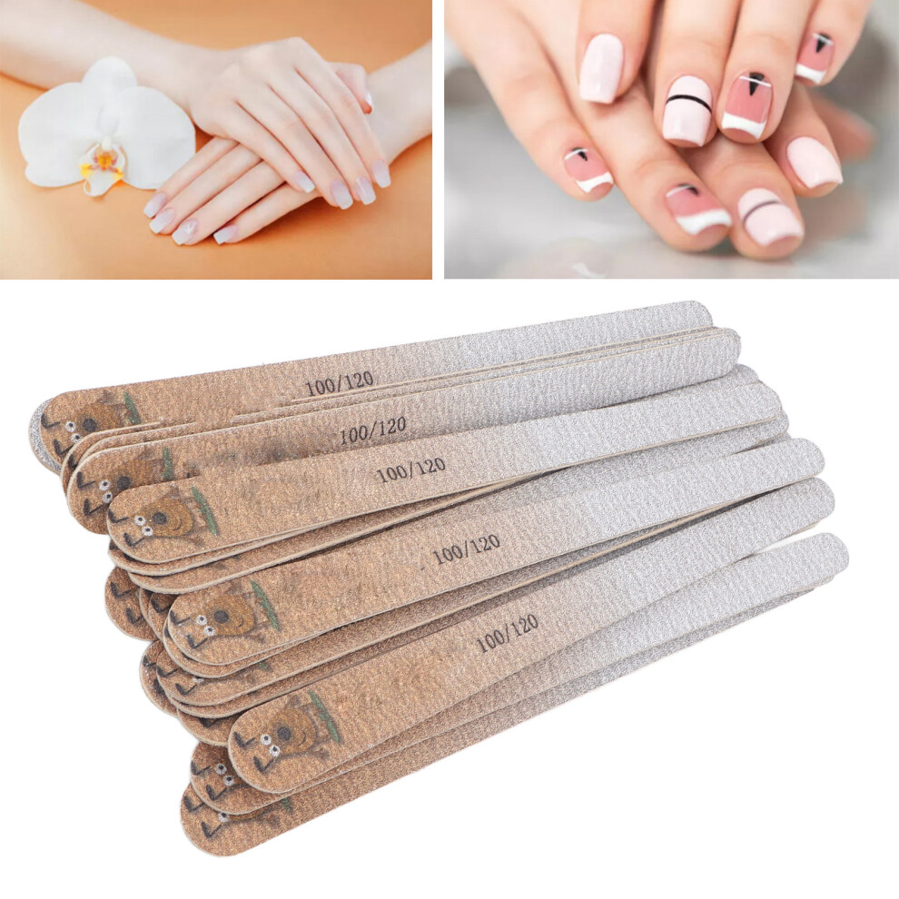 20pcs Professional Nail Files 100 / 120 Grit Double Sided Washable Manicure Tools for Home Salon Use Yellow