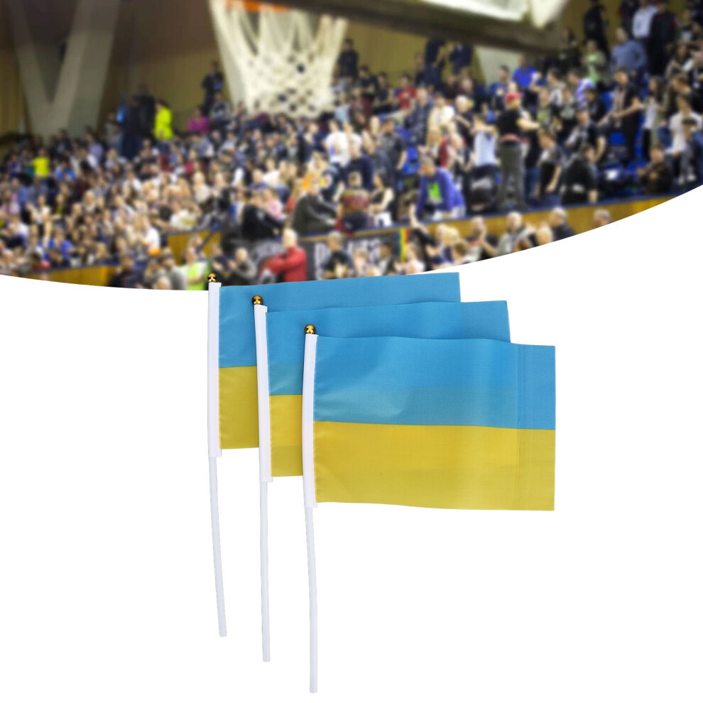 10 Set Ukraine Handheld Flags Mini Polyester Ukrainian Hand Waving Flag for Sporting Events Festive Decoration-image-OPC-PHVPNTF-NEW