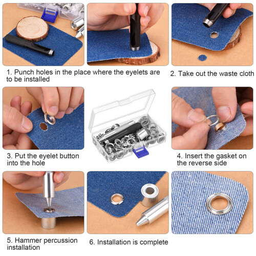 Set da 100 pezzi di kit di attrezzi per occhielli, diametro interno 12 mm e 20 mm, argento 2